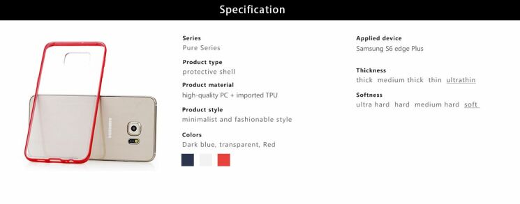 ROCK Pure Series Накладка для Samsung Galaxy S6 edge+ (G928) - Red: фото 8 из 8