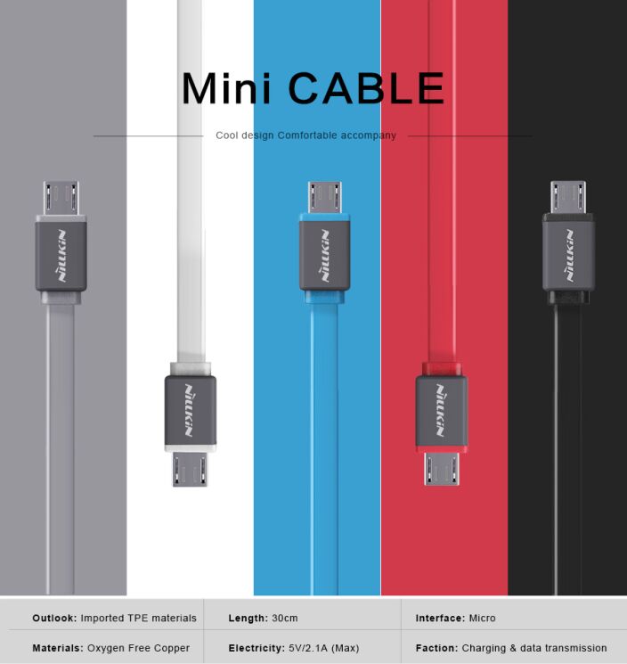 Дата-кабель NILLKIN MiniCable (microUSB - 30см) - Black: фото 4 з 12