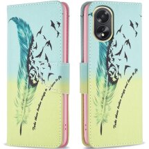 Чехол-книжка Deexe Color Wallet для OPPO A18 / A38 - Feather and Birds: фото 1 из 8