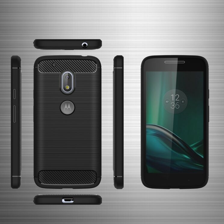 Захисний чохол UniCase Carbon для Motorola Moto G4 Play - Black: фото 7 з 9