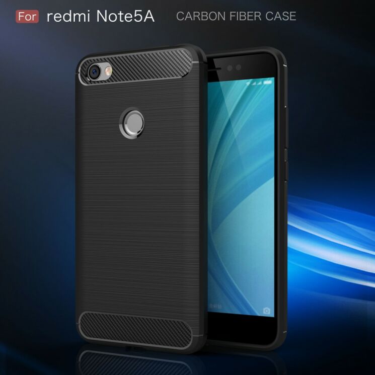 Захисний чохол UniCase Carbon для Xiaomi Redmi Note 5A - Black: фото 3 з 11
