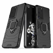 Защитный чехол Deexe Hybrid Case для Samsung Galaxy S21 Ultra - Black: фото 1 из 10