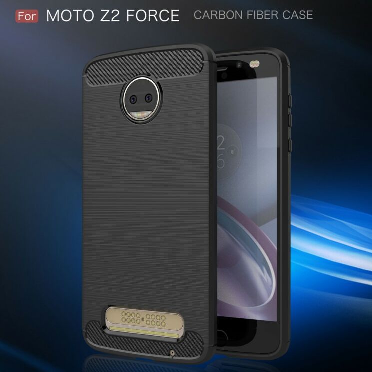 Захисний чохол UniCase Carbon для Motorola Moto Z2 Force - Dark Blue: фото 3 з 11