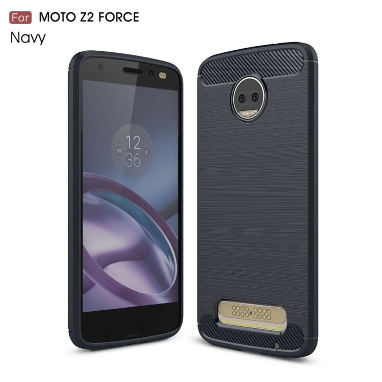 Защитный чехол UniCase Carbon для Motorola Moto Z2 Force - Dark Blue: фото 1 из 11