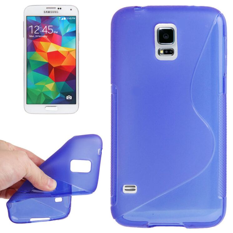 Силиконовая накладка Deexe S Line для Samsung S5 mini (G800) - Blue: фото 1 из 5
