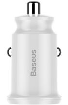 Автомобильное зарядное устройство BASEUS Grain Mini 3.1A Dual USB Smart Car Charger - White: фото 1 из 22