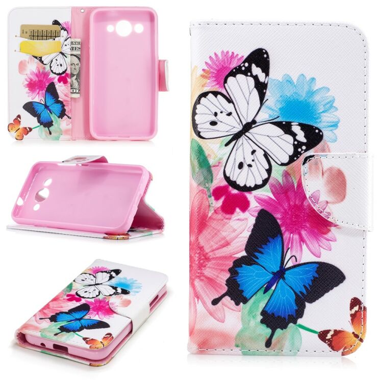 Чохол-книжка Deexe Color Wallet для Huawei Y3 2017 - Butterfly in Flowers: фото 2 з 8