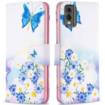 Чохол-книжка Deexe Color Wallet для Nokia C32 - Butterfly and Flowers: фото 1 з 8