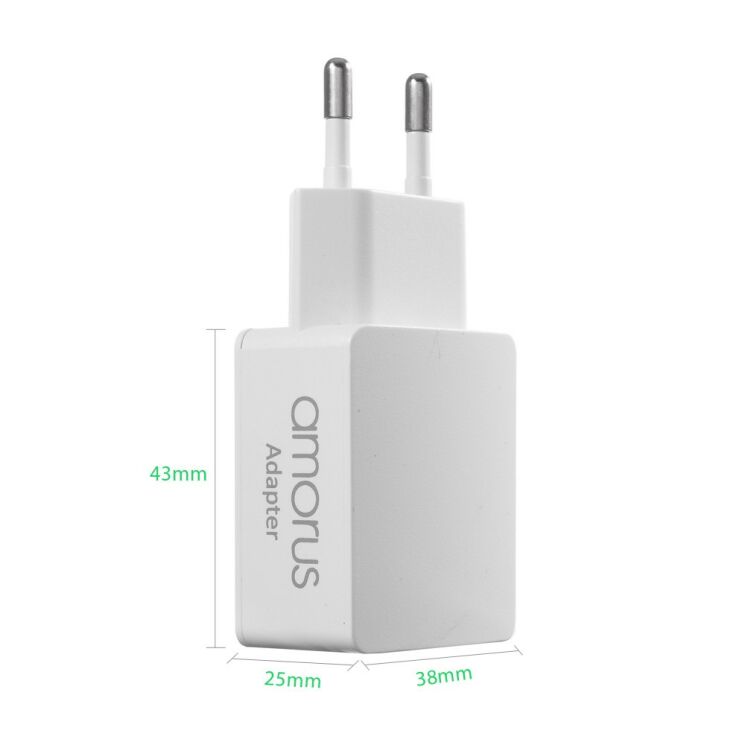 Сетевое зарядное устройство AMORUS Travell Adapter (2.1А / 2 USB) + кабель MicroUSB: фото 13 из 15