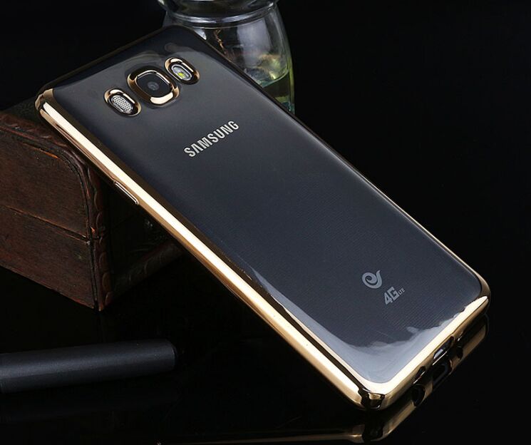 Силіконовий (TPU) чохол Deexe Glossy Border для Samsung Galaxy J7 2016 (J710) - Gold: фото 2 з 11