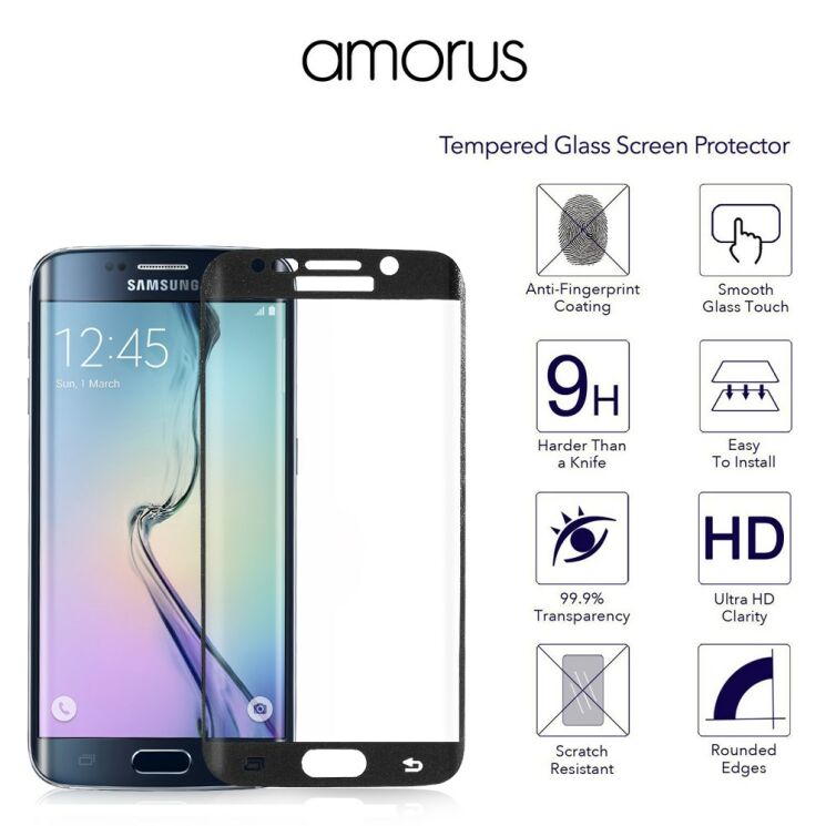 Защитное стекло AMORUS Tempered Glass для Samsung Galaxy S6 edge+ (G928) - Black: фото 2 из 10