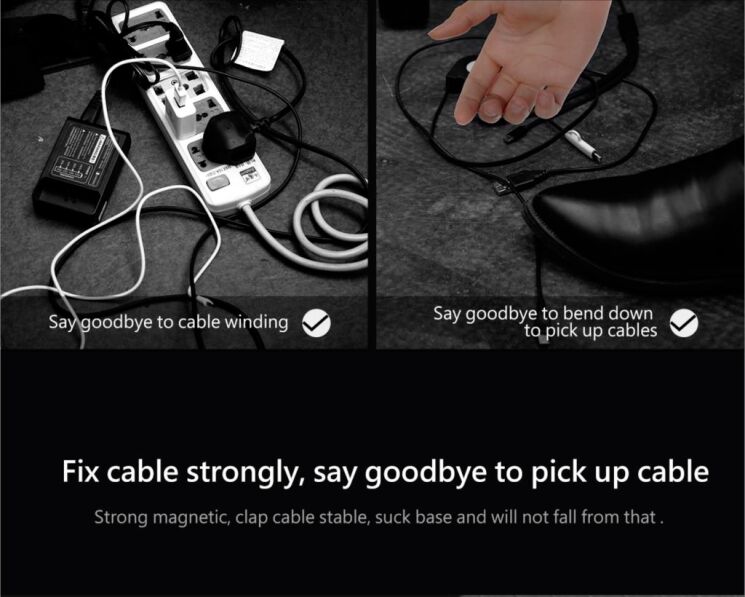 Магнітний тримач для кабелів BASEUS Peas Cable Clip - Black: фото 3 з 11