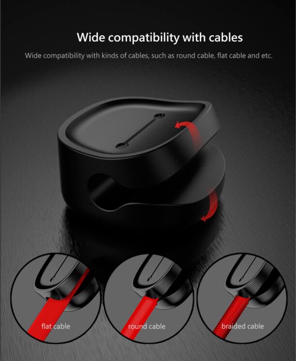 Магнітний тримач для кабелів BASEUS Peas Cable Clip - Black: фото 9 з 11