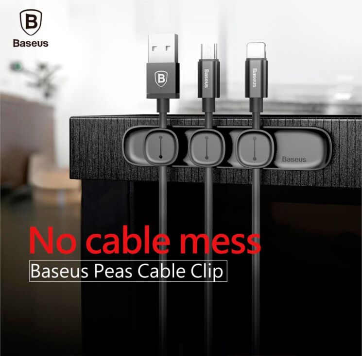 Магнітний тримач для кабелів BASEUS Peas Cable Clip - Red: фото 2 з 11