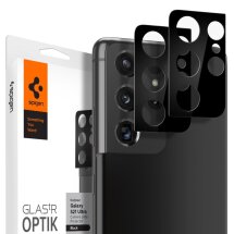 Комплект защитных стекол Spigen (SGP) Optik Lens Protector для Samsung Galaxy S21 Ultra (G998) - Black: фото 1 из 17