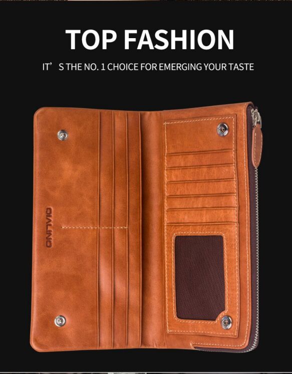 Кожаный чехол-портмоне QIALINO Clutch Bag - Khaki: фото 3 из 18