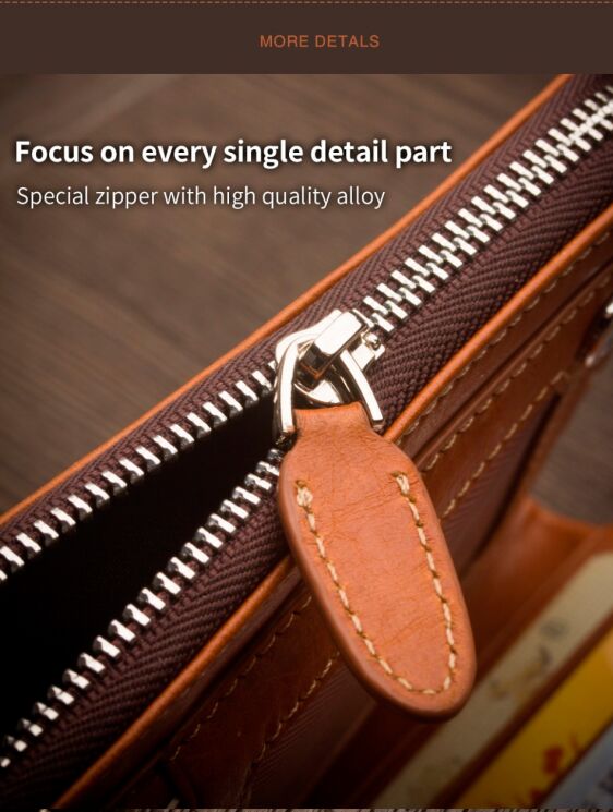 Кожаный чехол-портмоне QIALINO Clutch Bag - Khaki: фото 8 из 18