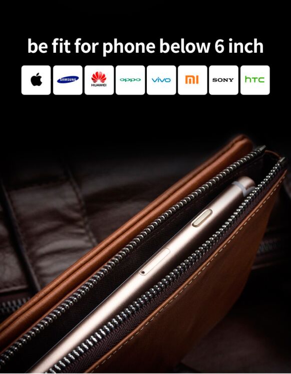 Кожаный чехол-портмоне QIALINO Clutch Bag - Khaki: фото 5 из 18