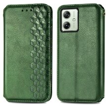 Чехол Deexe Rhombus Wallet для Motorola Moto G54 - Green: фото 1 из 10