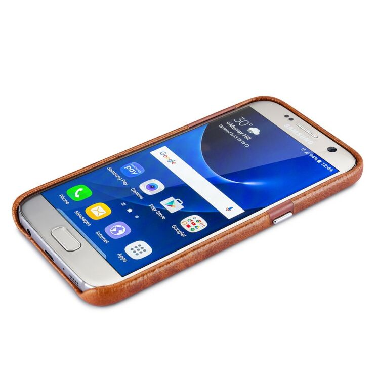 Кожаный чехол-бампер iCarer Glossy Cover для Samsung Galaxy S7 - Brown: фото 8 з 11