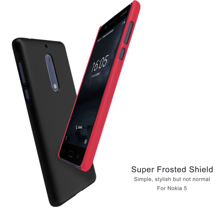 Пластиковый чехол NILLKIN Frosted Shield для Nokia 5 + пленка - Red: фото 7 из 21