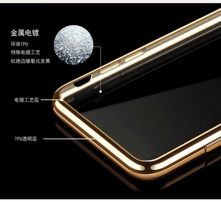 Силиконовый (TPU) чехол Deexe Glossy Border для Meizu M5s - Gold: фото 5 из 6