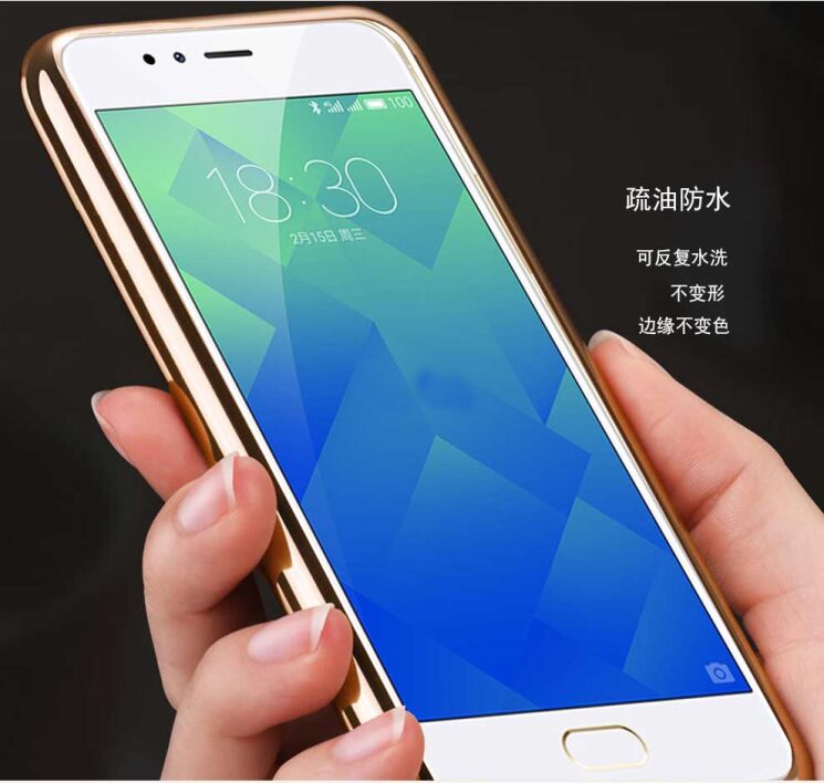 Силиконовый (TPU) чехол Deexe Glossy Border для Meizu M5s - Gold: фото 6 из 6