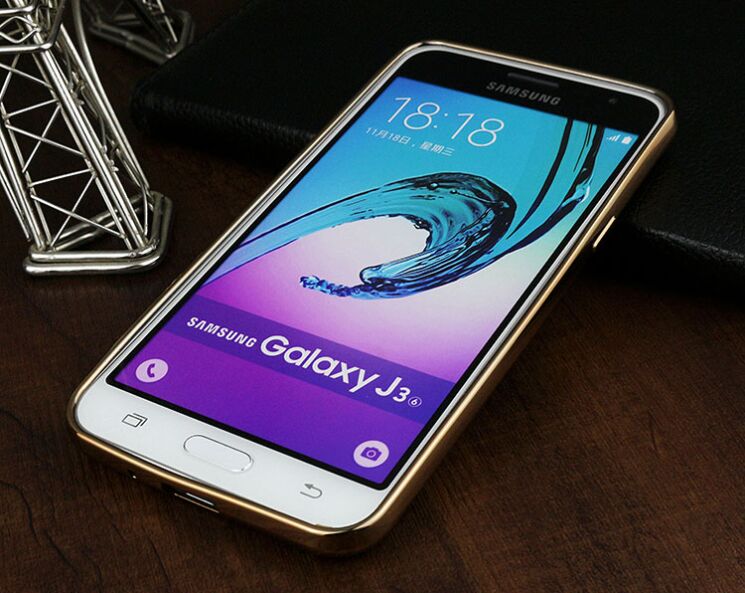 Силіконовий (TPU) чохол Deexe Glossy Border для Samsung Galaxy J3 2016 (J320) - Gold: фото 3 з 7