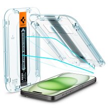 Комплект защитных стекол Spigen (SGP) Screen Protector EZ Fit Glas.tR для Apple iPhone 15 Plus: фото 1 из 14