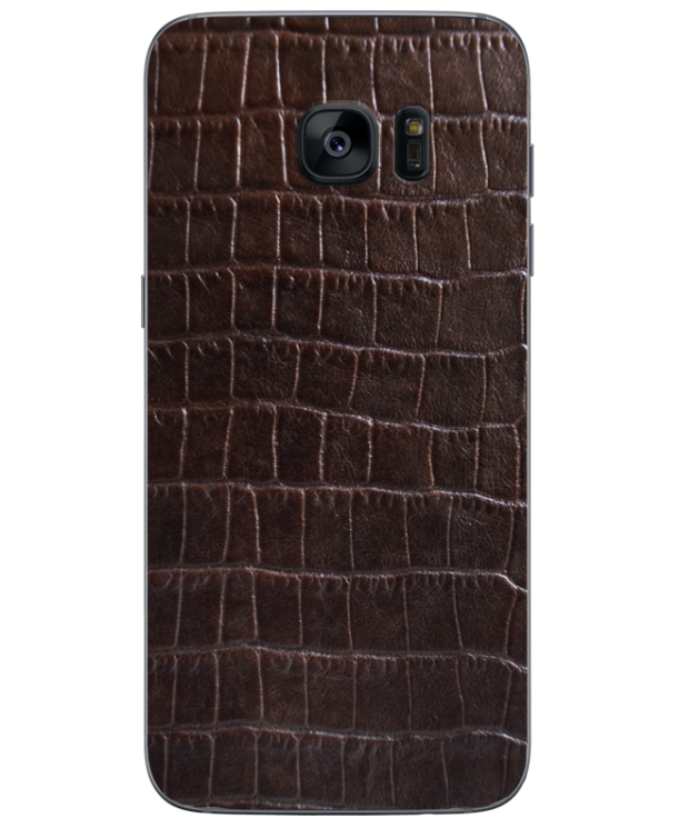 Кожаная наклейка Glueskin для Samsung Galaxy S7 edge - Dark Brown Croco: фото 1 з 9