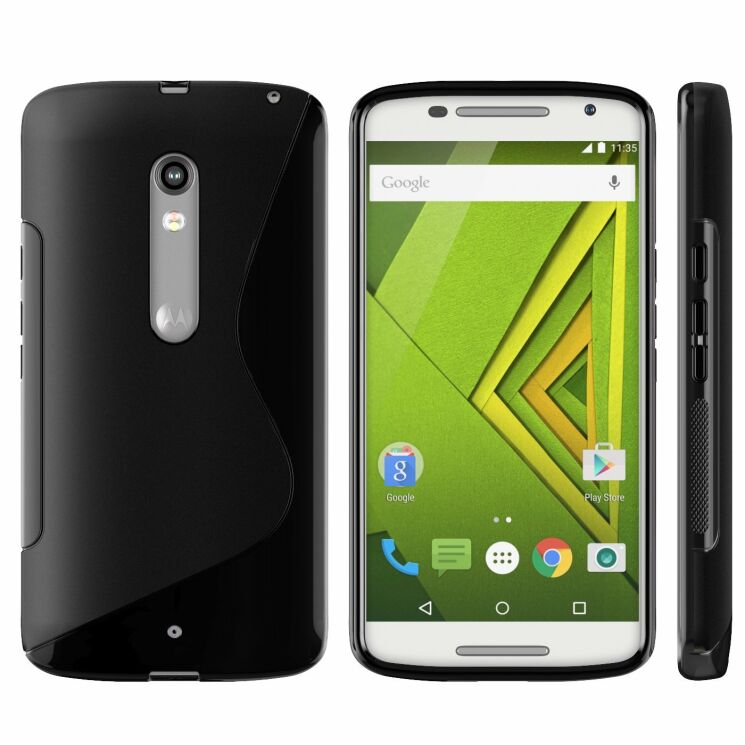 Силиконовая накладка Deexe S Line для Motorola Moto X Play - Black: фото 3 з 3