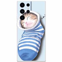 Силіконовий (TPU) чохол Deexe Life Style для Samsung Galaxy S23 Ultra (S918) - Socks and Cat: фото 1 з 2