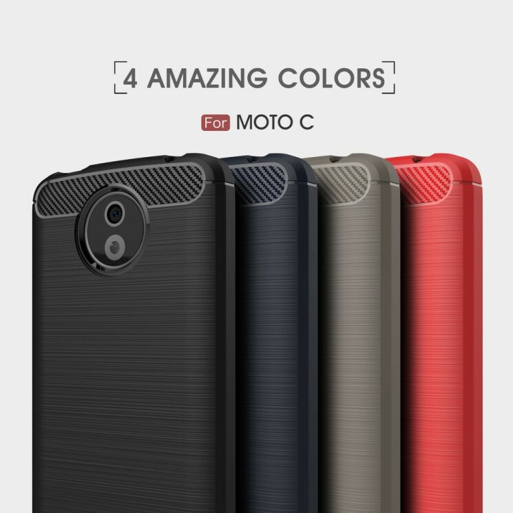 Захисний чохол UniCase Carbon для Motorola Moto C - Red: фото 3 з 8