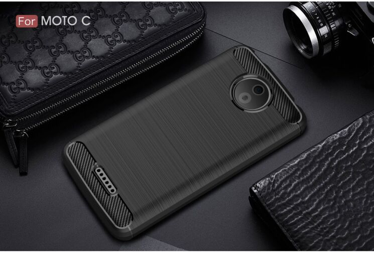 Захисний чохол UniCase Carbon для Motorola Moto C - Black: фото 2 з 8