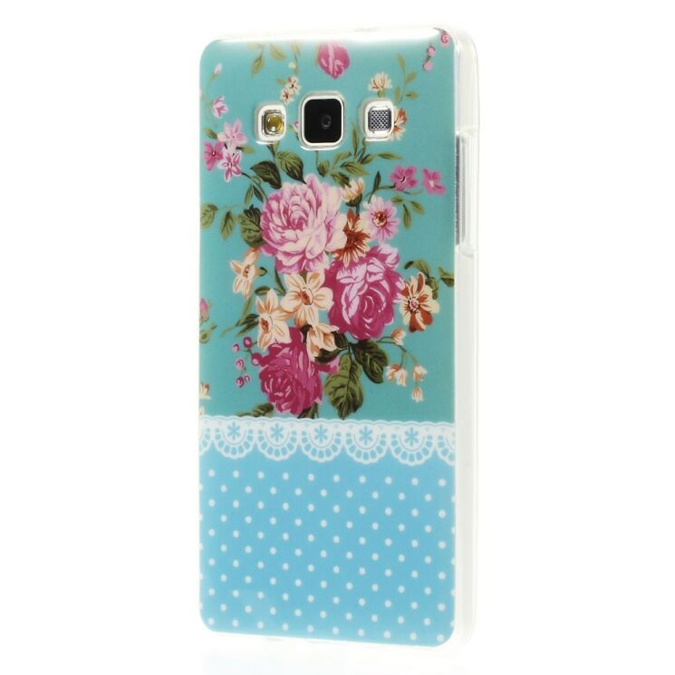Силиконовая накладка Deexe Pretty Flowers для Samsung Galaxy A5 (A500) - Light Blue: фото 2 з 6
