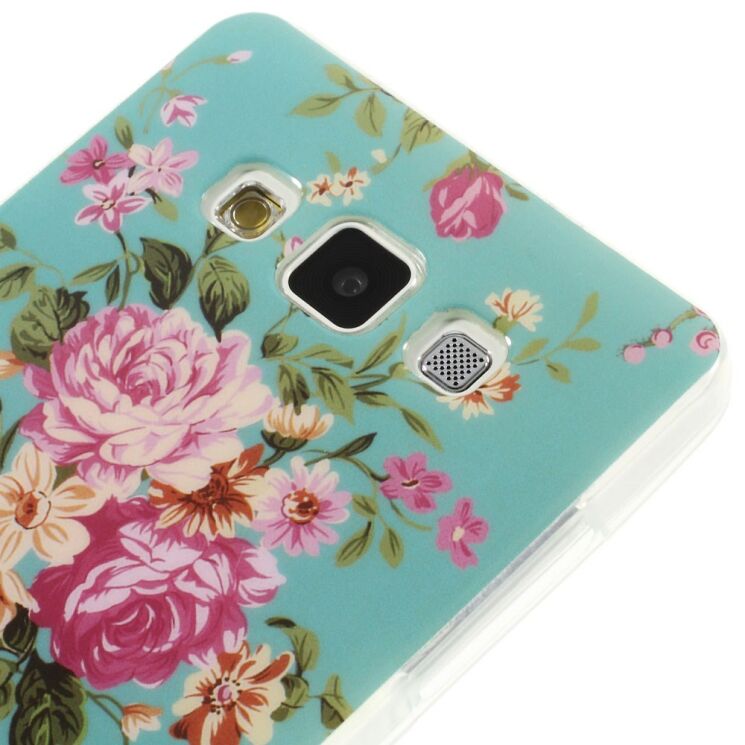 Силиконовая накладка Deexe Pretty Flowers для Samsung Galaxy A5 (A500) - Light Blue: фото 4 из 6