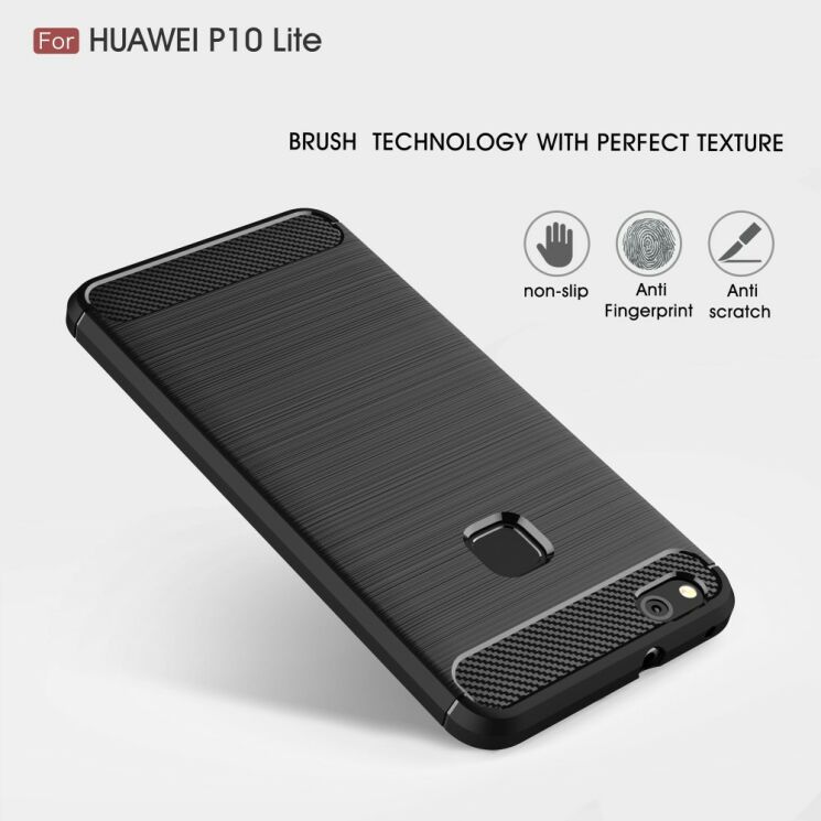 Захисний чохол UniCase Carbon для Huawei P10 Lite - Black: фото 3 з 10