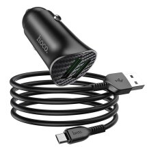 Автомобільний зарядний пристрій Hoco Z39 QC3.0 (18W, 2USB) + кабель MicroUSB - Black: фото 1 з 9