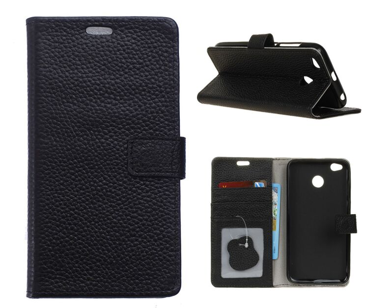 Кожаный чехол-книжка UniCase Leather Book для Xiaomi Redmi 4X - Black: фото 1 з 6