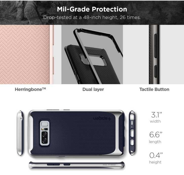 Защитный чехол Spigen SGP Neo Hybrid для Samsung Galaxy Note 8 (N950) - Arctic Silver: фото 10 из 10