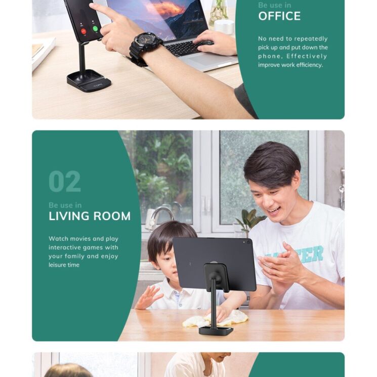 Универсальная подставка Desk Phone Holder для смартфонов и планшетов - Black: фото 10 из 16