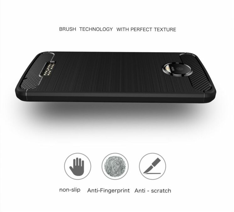 Захисний чохол UniCase Carbon для Motorola Moto Z Force - Black: фото 5 з 7