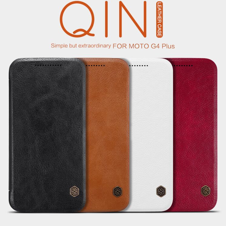 Чехол NILLKIN Qin Series для Motorola Moto G4/G4 Plus - Red: фото 8 из 17