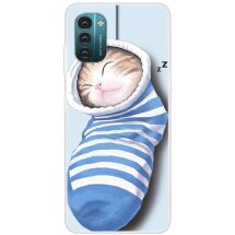 Силіконовий (TPU) чохол Deexe Life Style для Nokia G21 / G11 - Sock Cat: фото 1 з 3