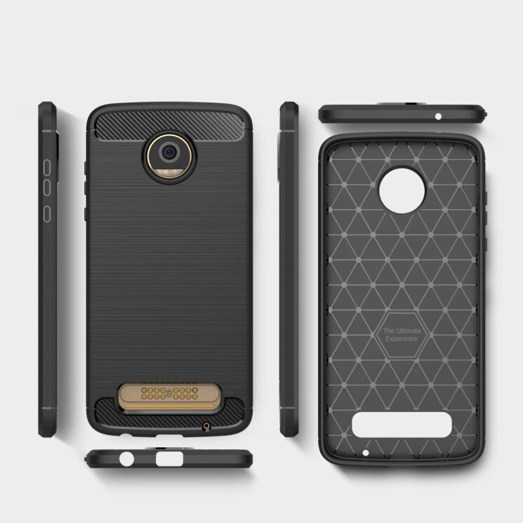 Захисний чохол UniCase Carbon для Motorola Moto Z2 Play - Black: фото 7 з 8