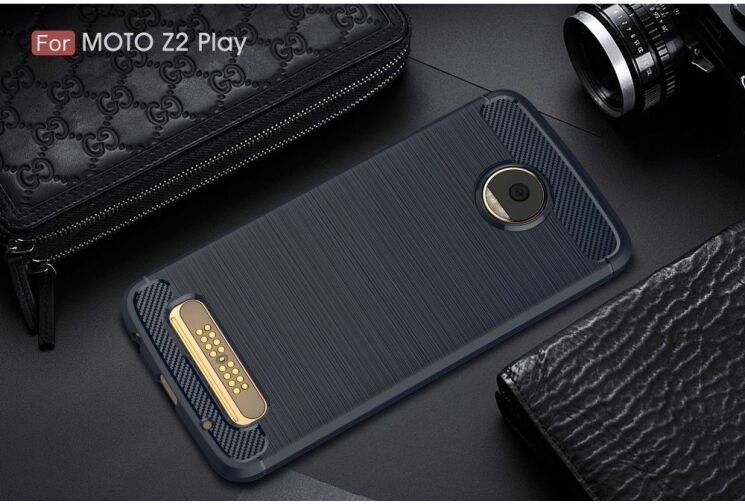 Захисний чохол UniCase Carbon для Motorola Moto Z2 Play - Dark Blue: фото 2 з 8