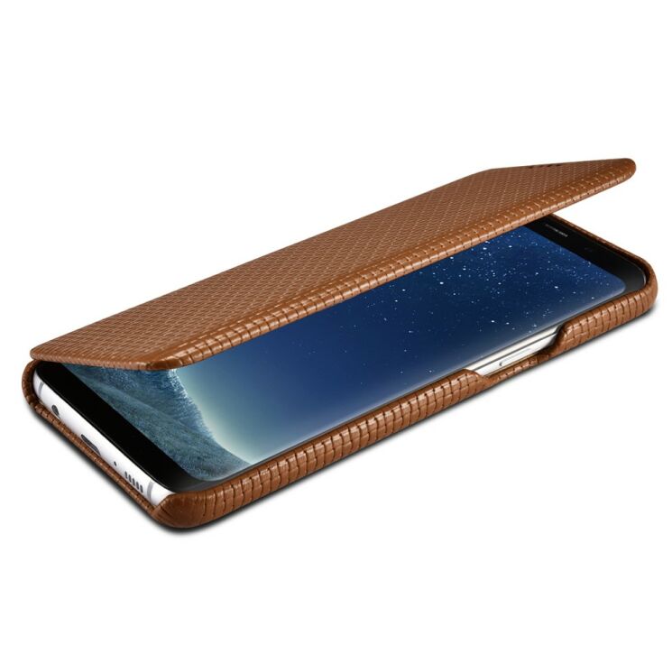 Кожаный чехол-книжка ICARER Woven Pattern для Samsung Galaxy S8 (G950) - Brown: фото 8 из 12
