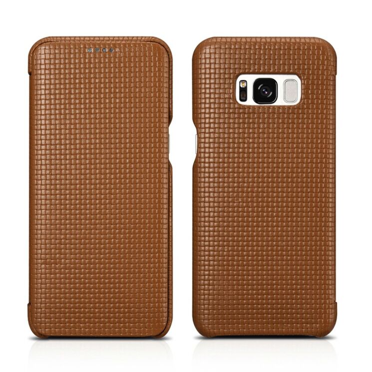 Кожаный чехол-книжка ICARER Woven Pattern для Samsung Galaxy S8 (G950) - Brown: фото 2 из 12
