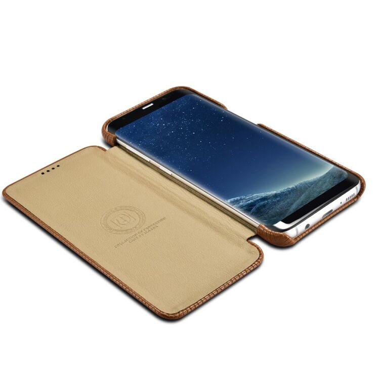 Кожаный чехол-книжка ICARER Woven Pattern для Samsung Galaxy S8 (G950) - Brown: фото 10 з 12