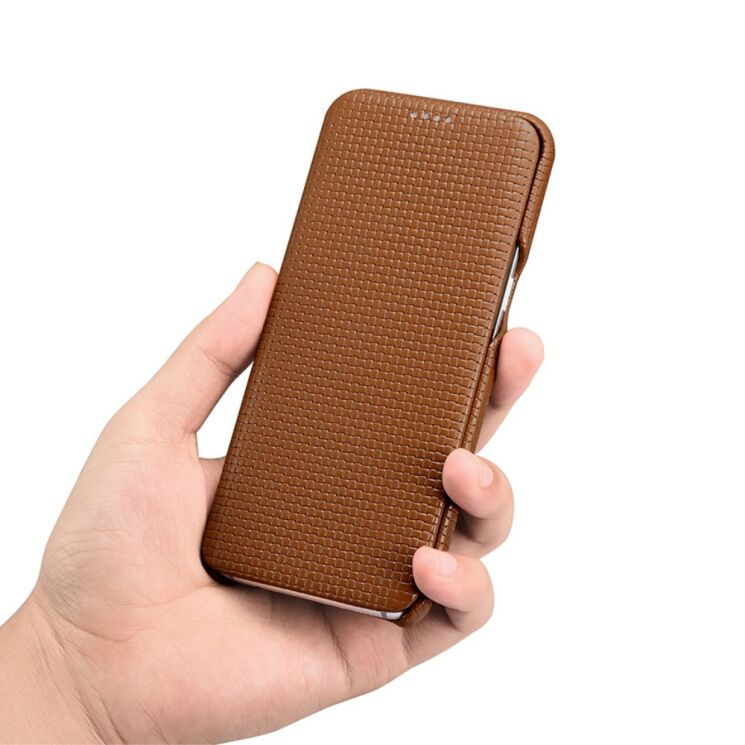 Кожаный чехол-книжка ICARER Woven Pattern для Samsung Galaxy S8 (G950) - Brown: фото 3 из 12